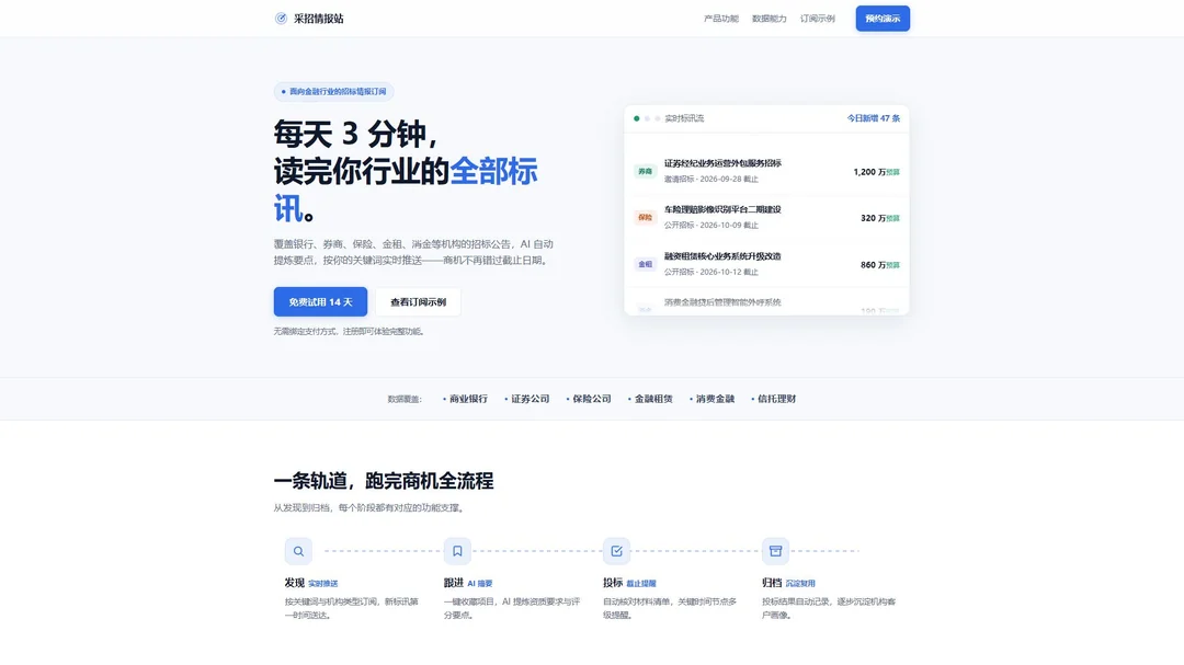 采招情报站 · PROCUREX 首屏